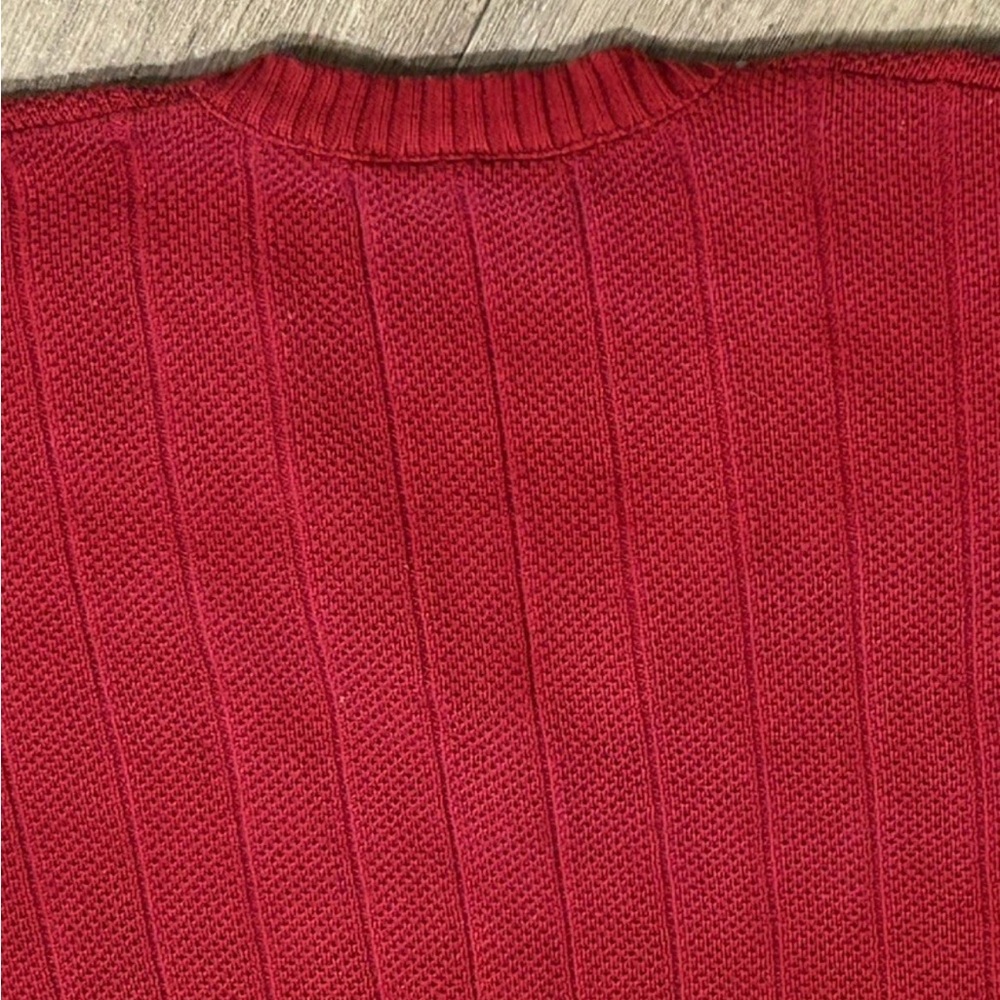 Vintage Chemise Lacoste Izod V Neck Sweater Large Burgundy Red Excellent - Picture 6 of 7